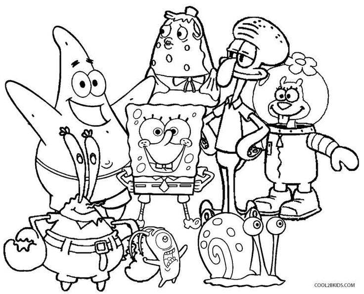 Spongebob characters coloring pages