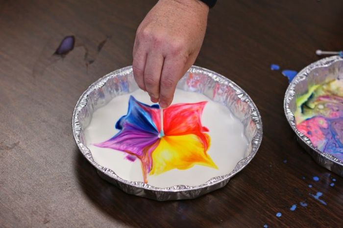 Food coloring milk and dish soap