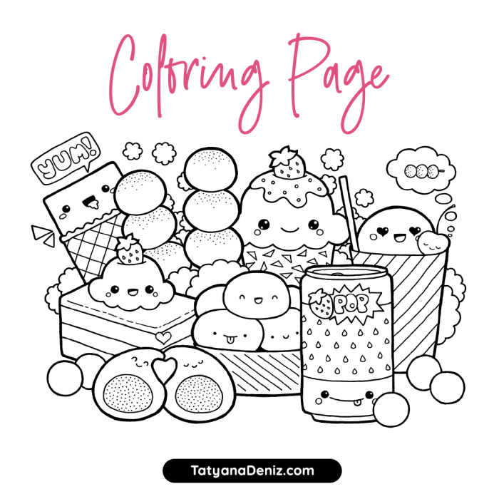 Coloring food pages cute kawaii printable foods colorings print color getcolorings getdrawings