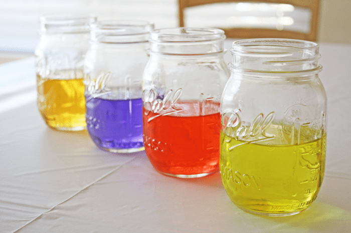 Water with food coloring