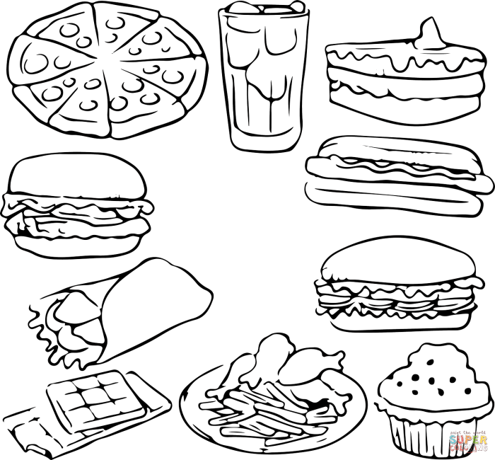 Coloring pages fast food