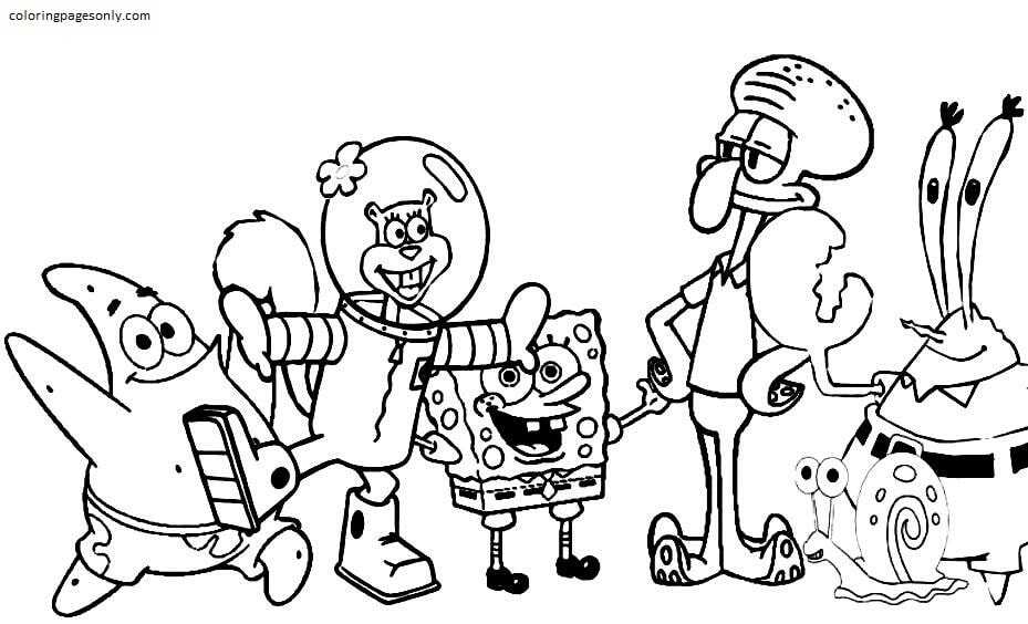 Spongebob characters coloring pages