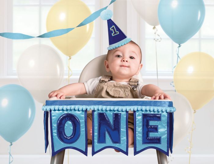 High chair decoration for first birthday