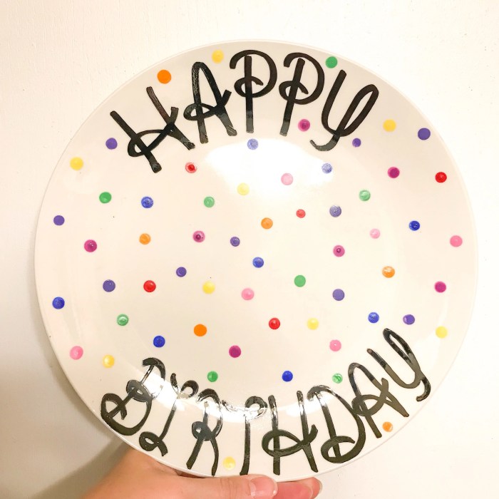 Happy birthday plate decoration