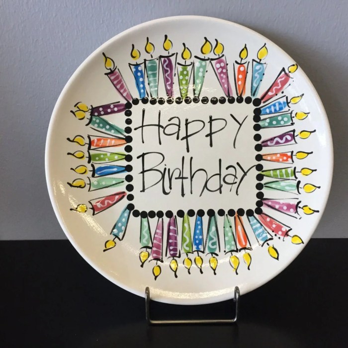 Happy birthday plate decoration