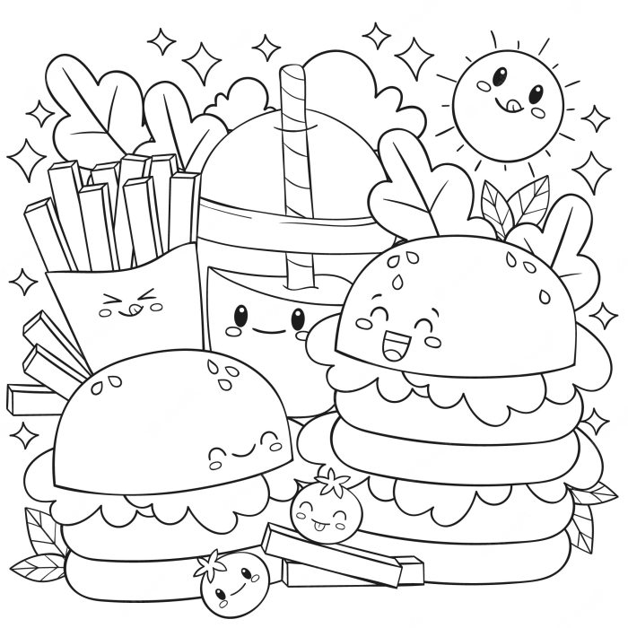 Coloring pages fast food