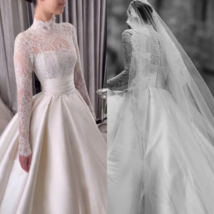 High neck lace wedding dress with sleeves