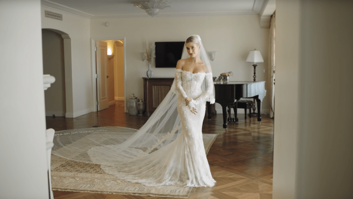 Hailey bieber wedding dress details