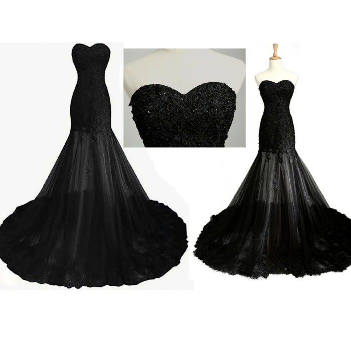 Gothic mermaid black wedding dresses