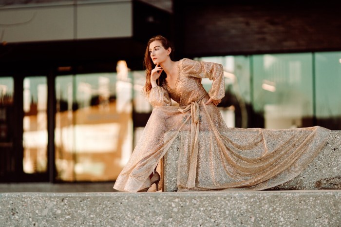 Gold sparkly wedding dress