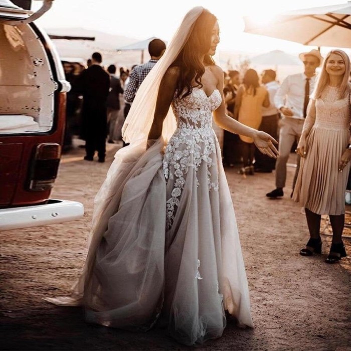 Gray and white wedding dress