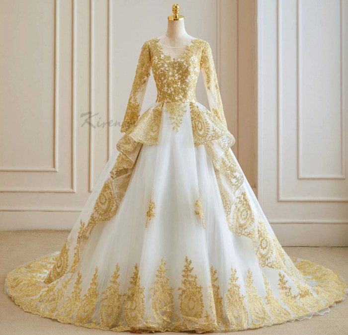 Gold wedding dress for bride