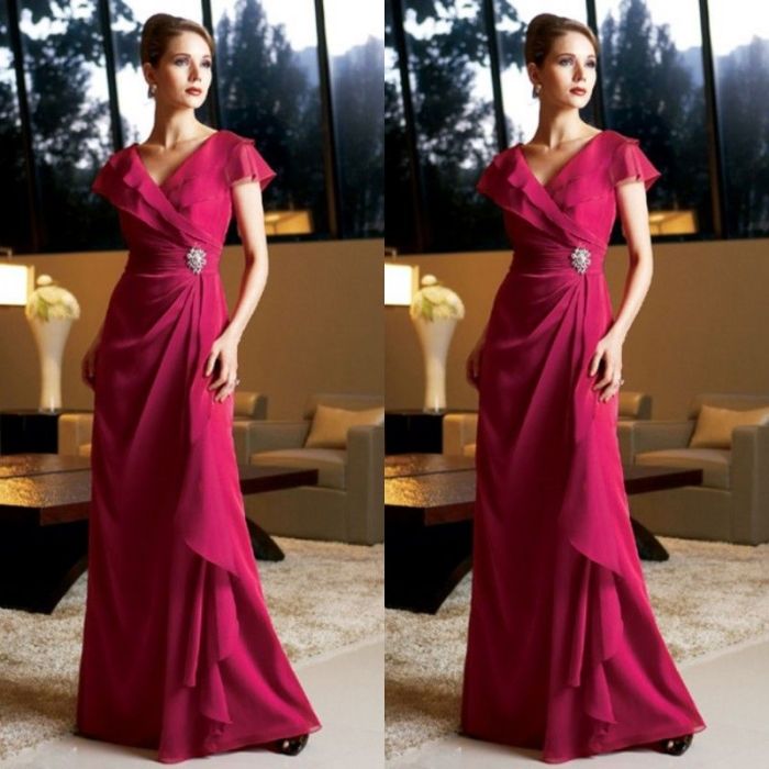 Bridesmaid dress fuchsia dresses shoulder one fall off long taffeta