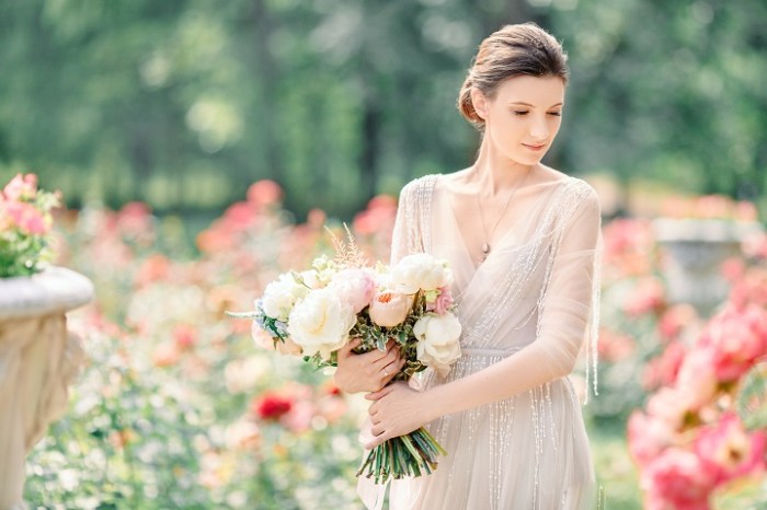 Grey white wedding dress